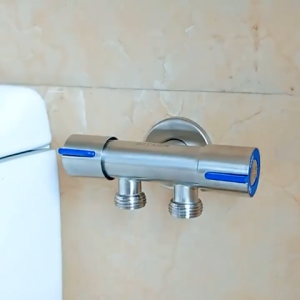 Kran Shower Double Stop Kran Cabang Kanan Kiri Stainless Steel 304