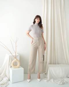 Cozie Pants Highwaist Cullote Pants - Rib Knit Pants - Celana Kulot Wanita - Petite Friendly - Celana Anti Kusut
