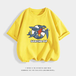 Bandai | Pokémon-themed Joint-venture Anime Short-sleeved T-shirt for Boys - Trendy and Casual Pure Cotton Childrens Round-neck Design