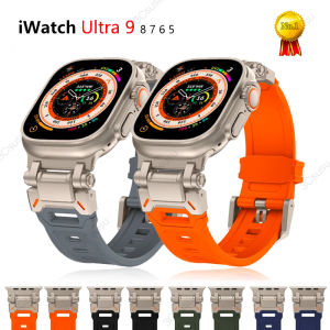 Soft Strap For Apple Watch Ultra 2 1 Band 49mm 45mm 44mm 42mm Luxury Rubber Bracelet For iWatch Series 9 8 7 6 SE 5 Accessories