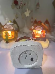 LED Night Lamp Scene Village House Ornaments Decorations Building for Party Office Desktop Xmas Decor Holiday Popcorn House