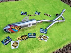 Knalpot Norifumi N4 bisa untuk boreup dan standar. Full system full stainless Pnp untuk CRF ALL KLX DTRACKER WR dan lain-lain aneka trail. Knalpot Norifumi N4 CRF KLX DTRACKER WR