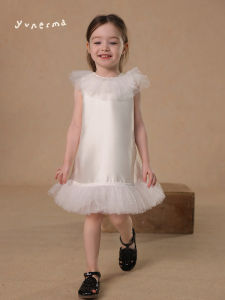 Princess Style Sequin Splice Tulle Summer Dress Children Girls Vest Skirt Casual Polyester Fiber Fashionable Ceremony Dress