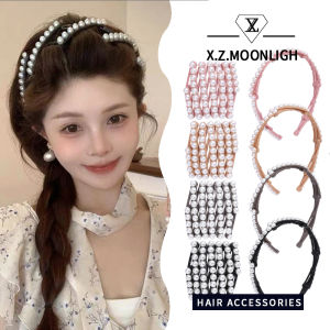 X.z.moonligh แถบคาดศีรษะมุกพับเก็บได้สำหรับเดินทางโฟมล้างหน้าผู้หญิงที่มีฟันเรียบที่คาดผมกันลื่น