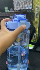 Botol minum viral jumbo 2 liter penanda waktu botol minum 2000ml bening