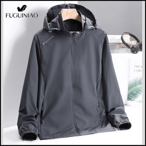 Fuguiniao แจ็คเก็ตผู้ชายแฟชั่นลำลองสตรีแจ็คเก็ตผู้ชายกลางแจ้งเสื้อกันลมแจ๊กเก็ตชาย