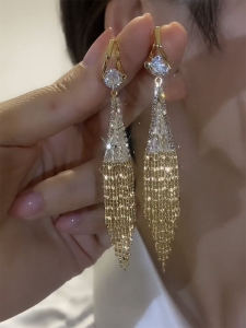 Luxurious Long Cross Tassel Earrings Zircon Alloy Geometric Pattern Womens Fashion Jewelry Fresh out New Earring Style