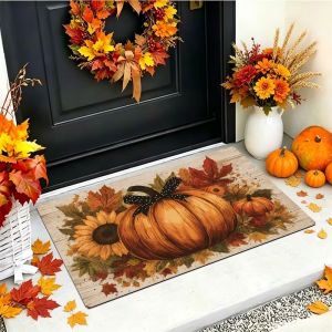 VIKAMA Halloween Ghost Dog Pumpkin Doormat Thảm Trải Sàn Chống Trượt Bằng Vải Flannel Thảm Trải Sàn Lối Vào Cửa Trước Trong Nhà Hiên Nhà Trang Trí Ngày Lễ Thảm Trải Sàn Chống Phai Màu Cho Lối Vào
