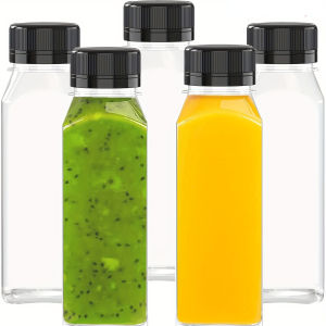 5pcs Plastic Bottles For Liquids - Ginger Shot Bottles With Caps Wellness Juice Shot Drink Containers For Homemade Beverages