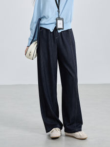 plus Size Casual Straight Leg Jeans Banana Pants Fake Denim Slimming Effect for plus Size Women Spring 2025 New Arrival