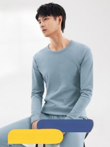 FuniBaoluo | Furni Paul Mens Thin Warm Cotton Underwear Set Youth Student Long Sleeve Long Pants Breathable Moisture Wicking Single Layer