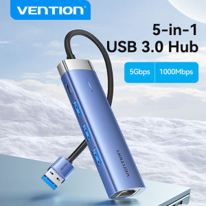 Vention 5 trong 1 USB 3.0 HUB Bộ Chia USB 5Gbps RJ45 Network Adapter Type C 4 cổng OTG 1000Mbps High Speed Gigabit HUB cho PC Computer Laptop Hard Disk USB HUB 3 0