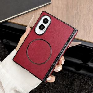 Retro PU Leather Hinge Full Protection Shockproof For MagSafe Magnetic Phone Case For Samsung Galaxy Z Fold 4 5 6 7 8 Ultra