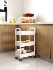 ชั้นวางของรถเข็นพลาสติก 3/4/ชั้น พร้อมล้อเลื่อน+ที่จับ ชั้นวางเอนกประสงค์ เคลื่อนย้ายสะดวก รถเข็นเก็บของ วางของในครัว