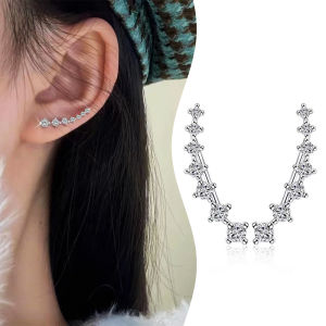 Womens Sparkling 7 Rhinestones Set with Big Dipper Zircon Earrings Stud Earrings City Sparkling Diamond Earrings Fashion Earrings