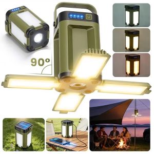 1Pack Solar Camping Light with USB Rechargeable LED Tent Lamp Waterproof Portable Flashlight for Fishing Outdoor Hiking
