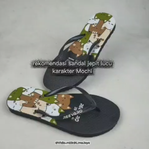 REEVARO Mochi Sandal Jepit Motif Cute Cat Edition Animal – Cocok untuk Jalan liburan maupun Rumah