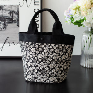 Ins Style Black and White Tote Lunch Bag