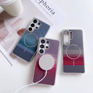 High Quality Woven For Magsafe Magnetic Phone Case For Samsung Galaxy S26 S25 S24 Ulta Plus Edge Gradient Color Shockproof Cover