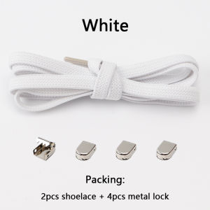 1Pair No Tie Shoelaces Metal Buckles Elastic for Sneakers One Size Fits All Adult Kids Quick Laces Lazy Sport Rubber Shoestrings