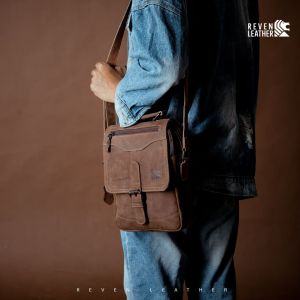 Tas Selempang Kulit Pria Waistbag Slingbag Tas Pinggang Kulit Cowok Distro Premium RV113