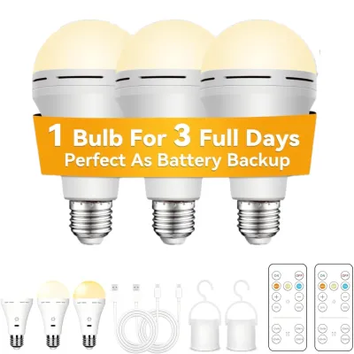Rechargeable Light Bulbs 2600mAh Large Battery Backup Light Bulb Perfect As Emergency Lights for Home Hurricane Prepareness Item