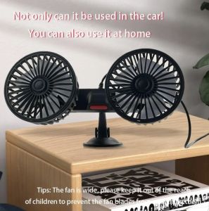 Car Fan 360° 3-speed Car Seat Back Cooling Fan USB Charge Dual Head Fan Adjustable Rotation Neck Cooler for Car Home Accessories