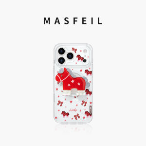 MASFEIL | Lucky Star Red Horse for Apple 18Promax Case Giá đỡ băng từ Ro9 iPhone17Pro New Year Cover ip16pm Cute Instagram 15