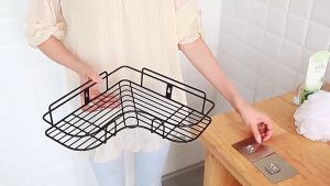 NO Rust Bathroom Corner Shelf Hanging Shelf Rack Toilet Organizer Kitchen Rack Traceless Wall-mounted Organizer Storage Rack Hanging Adhesive Shower Rack Keimav Strong Weight-Bearing Capacity Space-Saving-Ready Stock