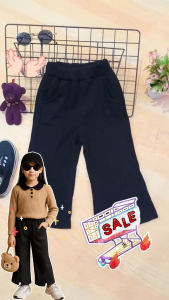 [1-6±Yrs] Seluar Panjang Budak Perempuan Kids Pant Long Pant Bootcut Retro Korea Cotton Black Pant Seluar Hitam Kanak