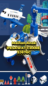 Mainan Anak Pesawat Crane Plus 3 Mobil - Mainan Anak Lampu Musik - Pesawat Inersia Peluncur Mobil Edukatif: Petualangan Udara & Darat untuk Si Kecil!