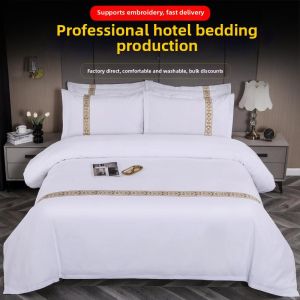 Luxury 5 Star Satin Hotel Bedding Set Pure White