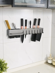 ที่เสียบมีด สแตนเลส ที่เสียบมีด ที่ใส่มีดในครัว ที่แขวนมีดติดผนัง อุปกรณ์จัดเก็บภายในครัว ไม่เป็นสนิม ติดตั้งง่าย ไม่ต้อ