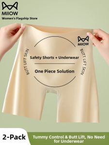 miiow | High Waist Safety Pants Womens Abdomen Control Seamless Thin Summer Anti-Light Short Skirt Bottoming Pants Nylon Spandex