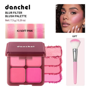 lakerain | 4‑Color Blur Filter Blush Palette Matte Pigmented Powder Blush Makeup Palette Natural Flush Cheek Cosmetic With Blush Brush