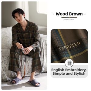 JIALEFEN | Cotton Long-Sleeved Mens Home Sleepwear