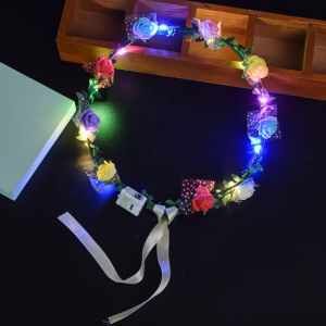 Glowing Childrens Headwear Cat Ears with Light Flower Ring Flashing Feathers Rabbit Ears Hairband Night Stall Toys Gifts