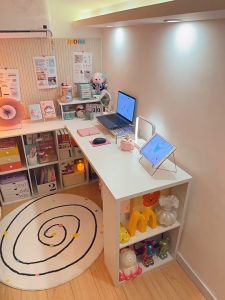 Bàn làm việc kết hợp tủ sách hiện đại chắc chắn chất liệu gỗ MDF màu full trắng thương hiệu NUNKI SP368