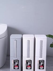 Integrated Trash Can with Lid and Toilet Brush