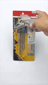 VESSEL Set Kunci TORX L Panjang Anti Rusak 9 Pcs Tamper-proof TORX Wrench No.8509TXH Kunci L Bintang