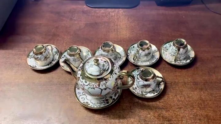 Bộ Ấm Chén Uống Trà 6 ly, Bộ Tách Trà Hoa Văn Nhũ Vàng Hoàng Gia Cao ...