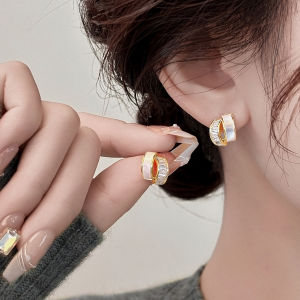 Elegant Shell Zircon 925 Sterling Silver Earrings