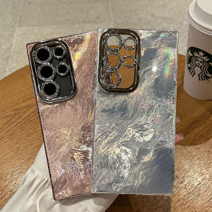 Case For Samsung S24 Ultra S23Ultra S25 S24FE A55 A56 A36 A16 A54 A35 A25 A15Glacier patterns Sparkling lens film Hard Case NewYear Girls SilverPink Shockproof Casing