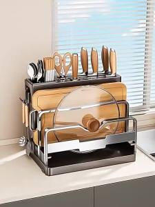 Multifunctional Cutting Board with Knife and Chopstick Organizer