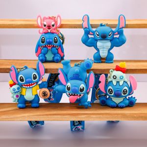 Disney Stitch Figure Keychain-Ultra Soft Lilo & Stitch Figure Cute Fuzzy Anime Charm for Bags & Backpacks (Collectible)