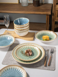 Bát Tráng Men Sứ Sang Trọng Nhẹ Bát Ăn Tối Tây Bát Thịt Bò Bát Ăn Tối Bát Mì Macaron European Style Deep Dish Pure Color