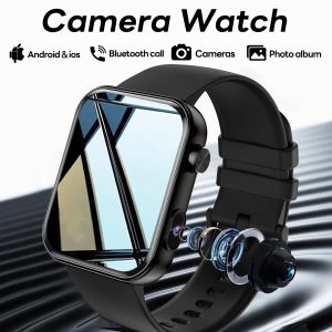 For HUAWEI New 1.91inch Camera Smart Watch Heart Rate Fitness Sports Bracelet Music Player TWS Headphon BT Call Smartwatch Men