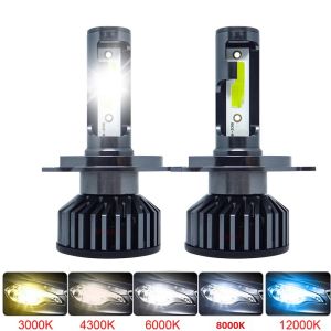 2 Bóng Đèn Pha LED Ô Tô 20000LM Độ Sáng Cao 4500K 6000K 8000K 3000K HB4 9005 9006 H3 H1 H7 H4 H11 9012 Đèn Sương Mù Tự Động