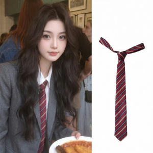 JIFANPAUL | Vintage Handcrafted Stripe Tie for Womens Uniform Accessory Red