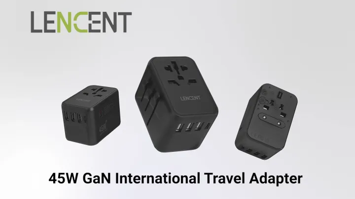 LENCENT PD 45W Fast Charger Universal Travel Adapter, International Charger with 2 USB Ports & 3 USB-C PD Fast Charging Adaptor, All in One Worldwide Wall